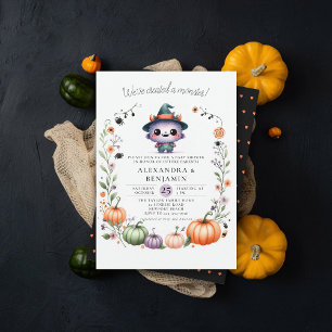 Invitación Monster Halloween otoño Wreath Coed Chica ducha