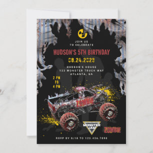 Invitación Monster Jam - Cumpleaños Zombie