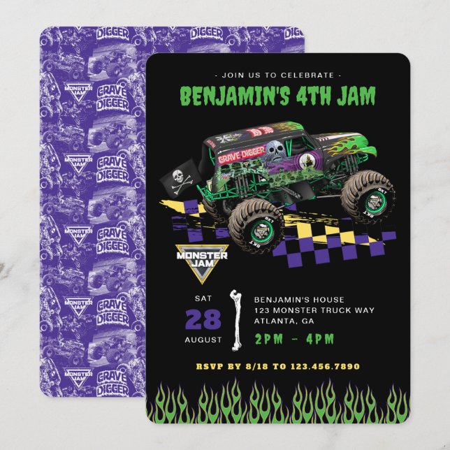 Invitación Monster Jam - Grave Digger Birthday (Anverso / Reverso)