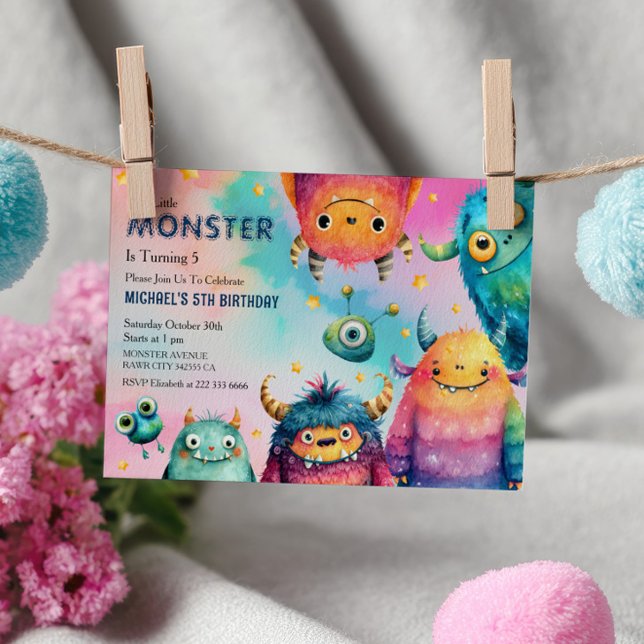 Invitación Monster Mash Cute Whimsical Kids Birday Party (Subido por el creador)