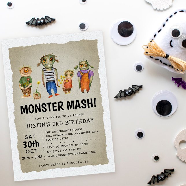 Invitación Monster Mash Halloween niños Cumpleaños (Subido por el creador)