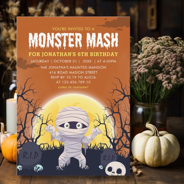Invitación Monster Mash Kids Birthday Party Halloween (Subido por el creador)