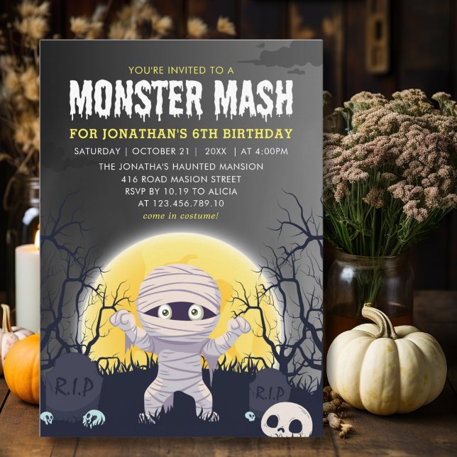 Invitación Monster Mash Kids Birthday Party Halloween (Subido por el creador)