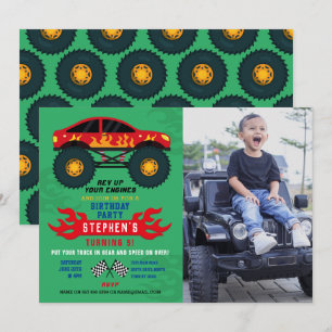 Invitación Monster Truck Birthday Party estremece gran foto