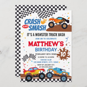 Invitación Monster Truck Birthday Party Invitation