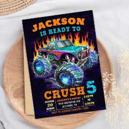 Invitación Monster Truck Boy 5ª fiesta de cumpleaños