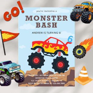 Invitación Monster Truck Boy Birthday Party