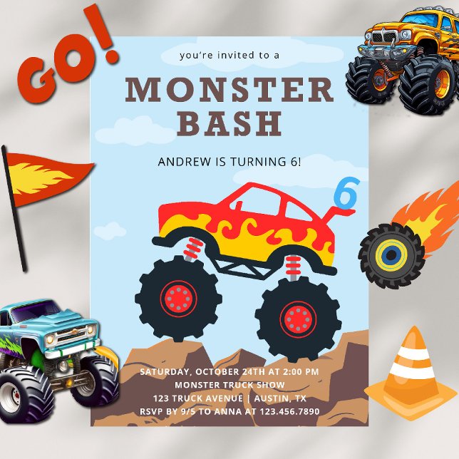 Invitación Monster Truck Boy Birthday Party (Subido por el creador)