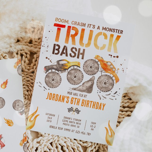 Invitación Monster Truck Boy Birthday Party (Subido por el creador)