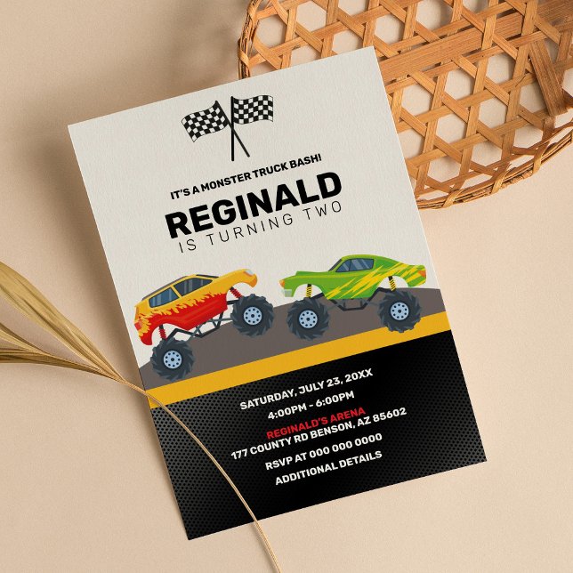 Invitación Monster Truck Boy Carreras Cumpleaños Jam (Subido por el creador)