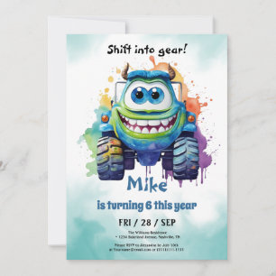 Invitación Monster Truck boy Cumpleaños