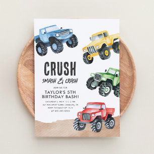 Invitación Monster Truck Boy Cumpleaños