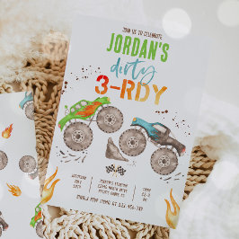 Invitación Monster Truck Boy Dirty 3-rdy Fiesta de cumpleaños