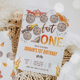 Invitación Monster Truck Boy Fast Un Fiesta de cumpleaños