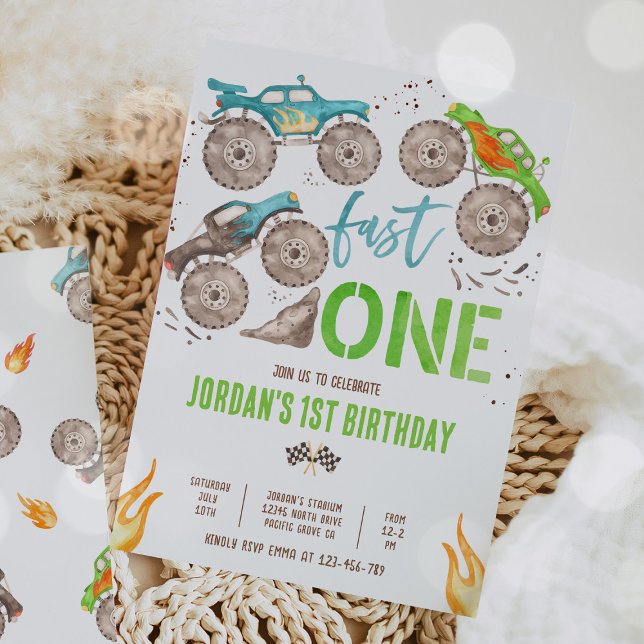 Invitación Monster Truck Boy Fast Un Fiesta de cumpleaños (Subido por el creador)