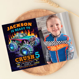 Invitación Monster Truck Boy foto de cumpleaños 5