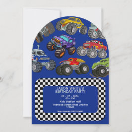 Invitación Monster Truck Boys Birthday Invitation 