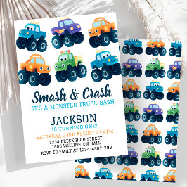 Invitación Monster Truck Colorful Car Boys Cumpleaños