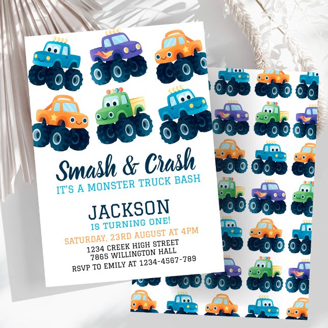 Invitación Monster Truck Colorful Car Boys Cumpleaños (Subido por el creador)