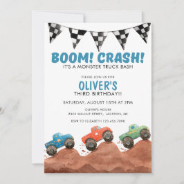 Invitación Monster Truck Colorful Cars Birthday