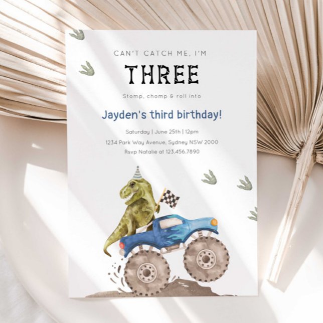 Invitación Monster Truck & Dinosaur 3er Fiesta de cumpleaños (Subido por el creador)