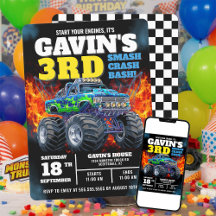 Monster Truck Guay Blue 3 cumpleaños personalizado