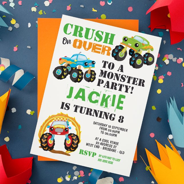 Invitación Monster Truck Kids Fiesta de cumpleaños (Subido por el creador)