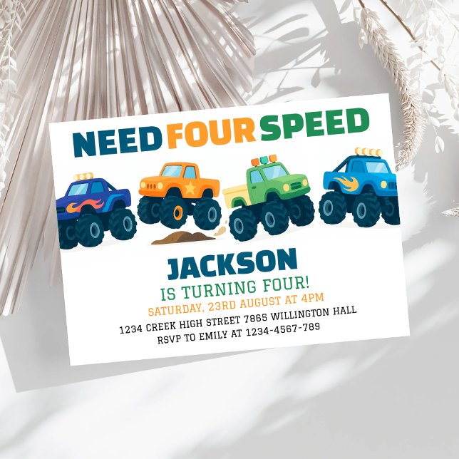 Invitación Monster Truck Necesita cuatro velocidades de Carre (Subido por el creador)