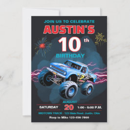Invitación Monster Truck Niños Cumpleaños