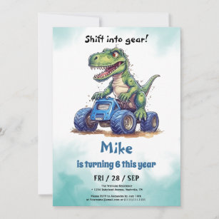 Invitación Monster Truck T-Rex niño Cumpleaños