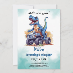 Invitación Monster Truck T-Rex niño Cumpleaños