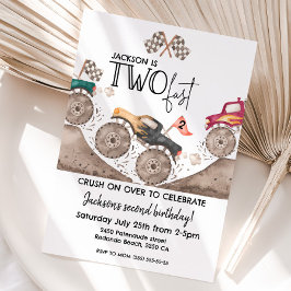 Invitación Monster Truck TWO FAST 2nd kids birthday