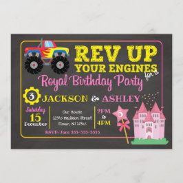 Invitación Monster truck y princesa Joint Birthday Invitation