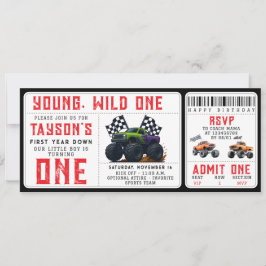 Invitación Monster Trucks 1st Birthday Ticket Invitation 