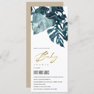 INVITACIÓN MONSTERA BABY SHOWER MODERNA FOLIAGE TROPICAL