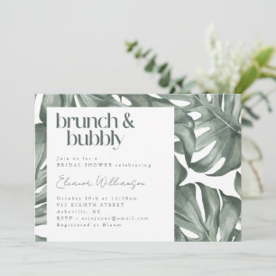 Invitación Monstera Botánica de Agua Brunch Verde Bubbly