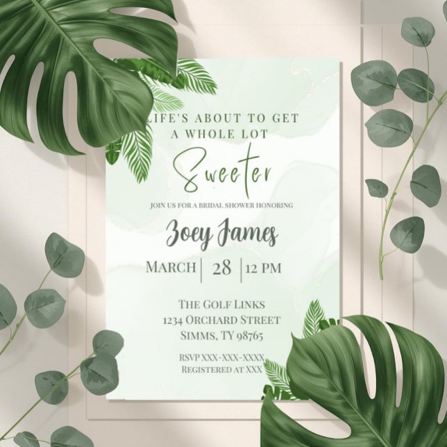 Invitación Monstera Bridal Shower Invitation Tropical Greener (Subido por el creador)