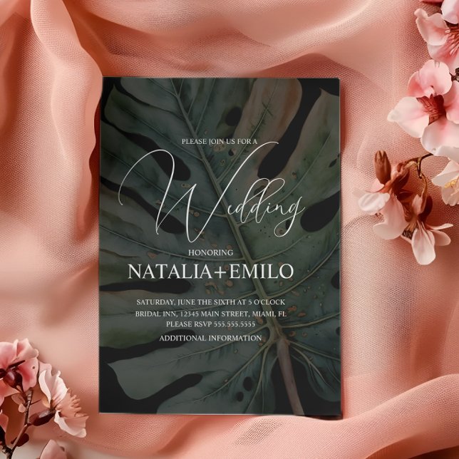 Invitación Monstera Layered Plant Wedding  (Subido por el creador)