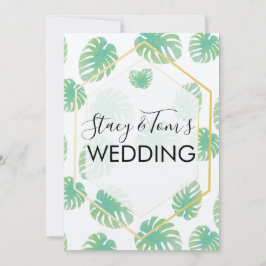 Invitación Monstera Tropical Botánica Dibujada a Mano Boda Te