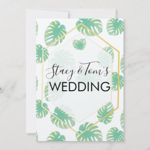 Invitación Monstera Tropical Botánica Dibujada a Mano Boda Te