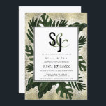 Invitación Monstera Tropical Faux Gold Splash Suite Boda<br><div class="desc">Ilustraciones tropicales monstera trópicos de mano Boda Suite Invitación de Dream Big Digital Design</div>