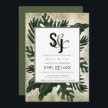 Invitación Monstera Tropical Faux Gold Splash Suite Boda<br><div class="desc">Ilustraciones tropicales monstera trópicos de mano Boda Suite Invitación de Dream Big Digital Design</div>