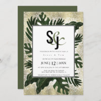 Monstera Tropical Faux Gold Splash Suite Boda