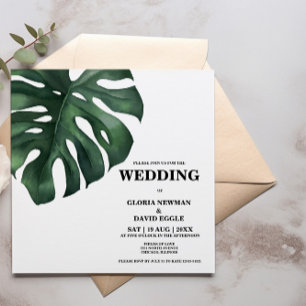 Invitación Monstera Tropical Palm Leaf Square Boda Invita