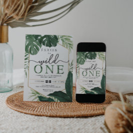 Invitación Monstera Tropical Salvaje Invitado de primer cumpl