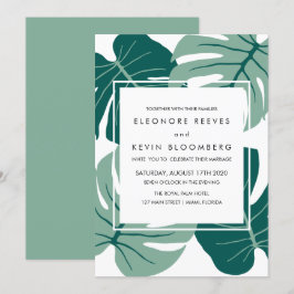 Invitación Monstera | Verde | Boda del marco de hojas tropica