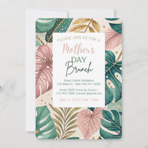 Invitación Monsteras Gold Brunch Mother's Day