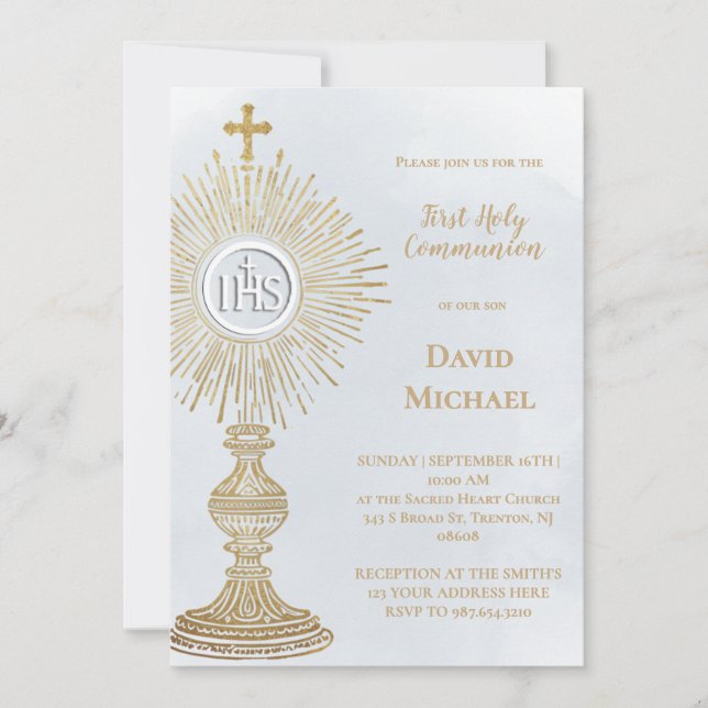 Invitación monstrance design First Holy Communion (Anverso)