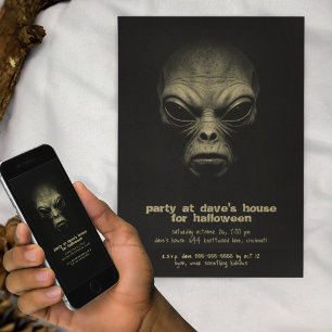 Invitación Monstruo Alienigena Brillante Sombra Oscura Fiesta