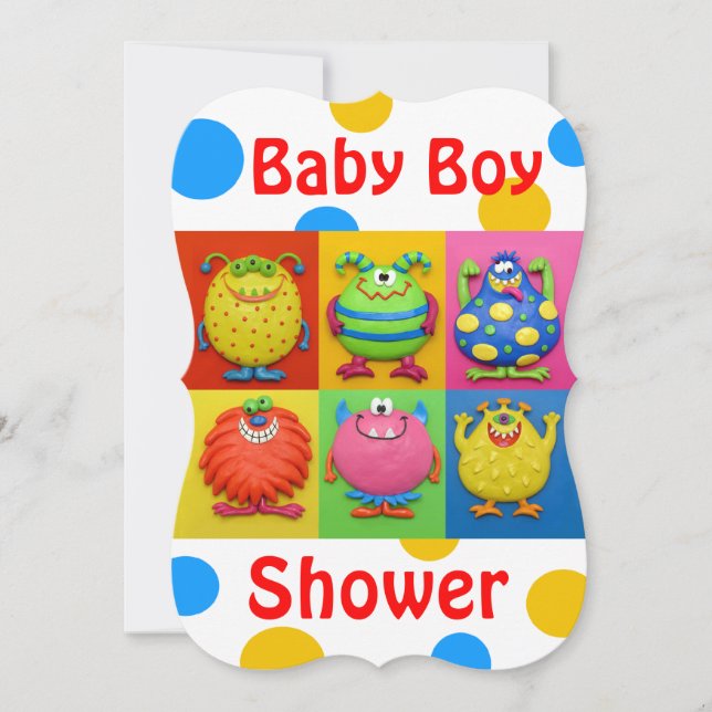 Invitación Monstruo Baby Shower del muchacho (Anverso)